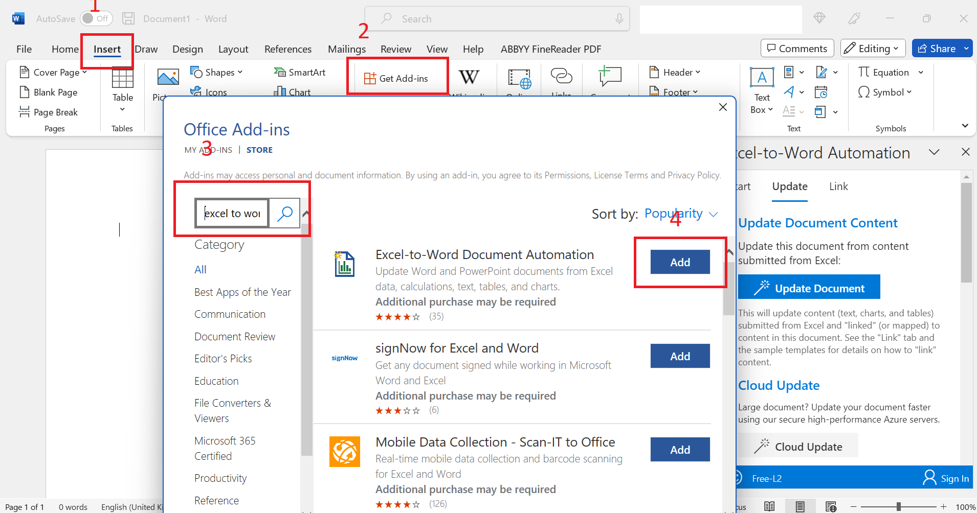 Look and feel of an Analysis Place document