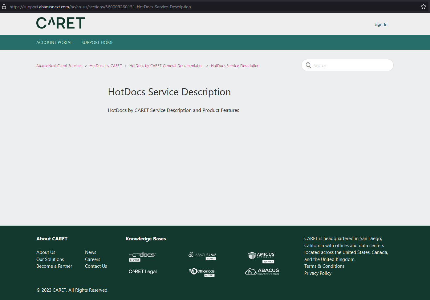 Another screenshot of HotDocs document automation knowledge base