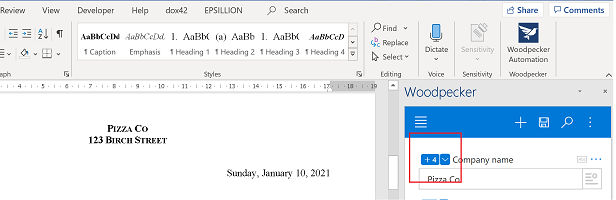 Screenshot of Woodpecker Word addin