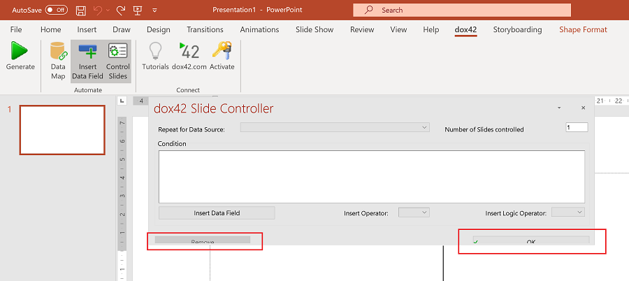 Another screenshot of Dox42 document automation PowerPoint addin